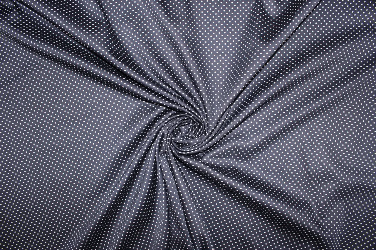 1 7/8 yards of Italian Polka Dot Satin Finish Cotton Shirting - Darkest Navy/White