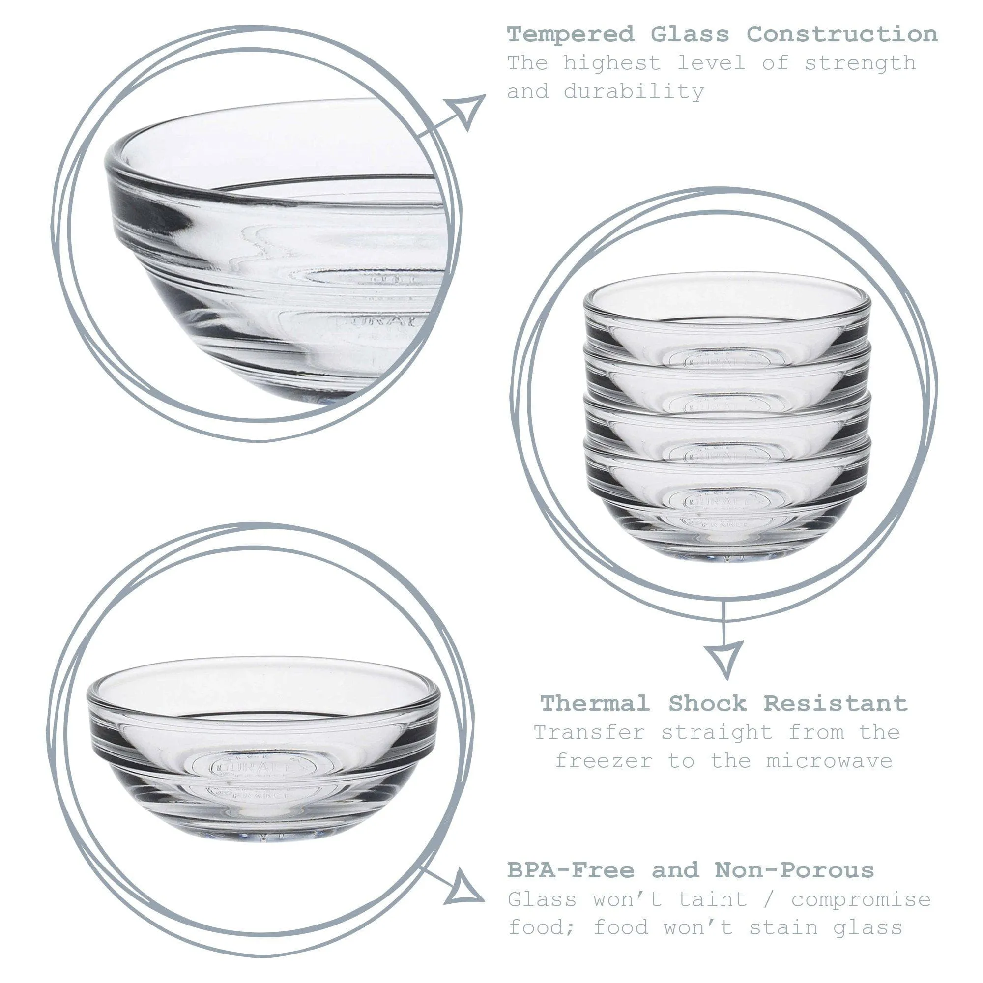 10.5cm Clear Lys Glass Nesting Mixing Bowl - By Duralex