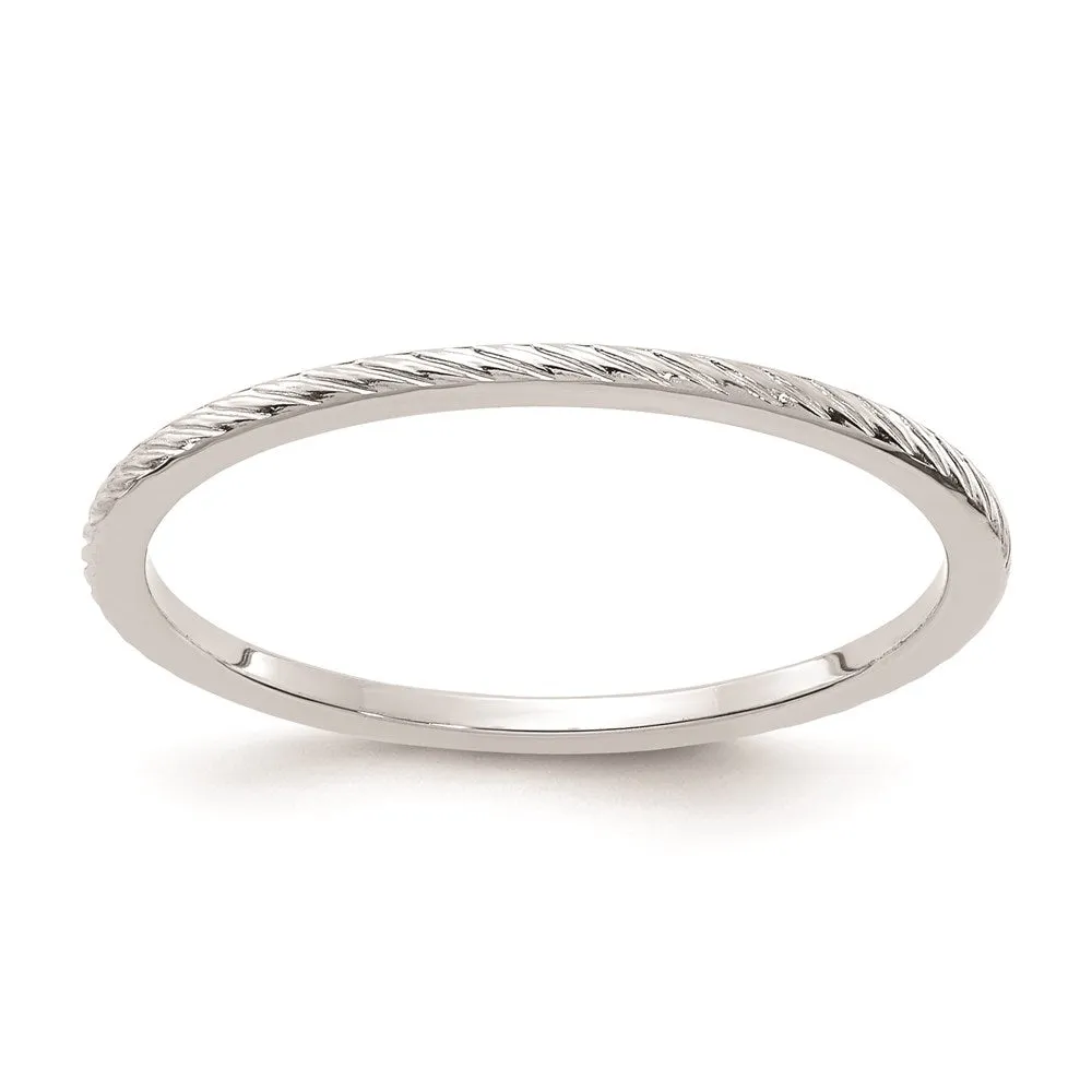 10K White Gold 1.2mm Twisted Wire Pattern Stackable Band  | 1STK22-120W