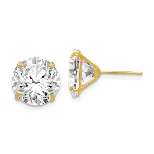 14k 11mm Round CZ Post Earrings