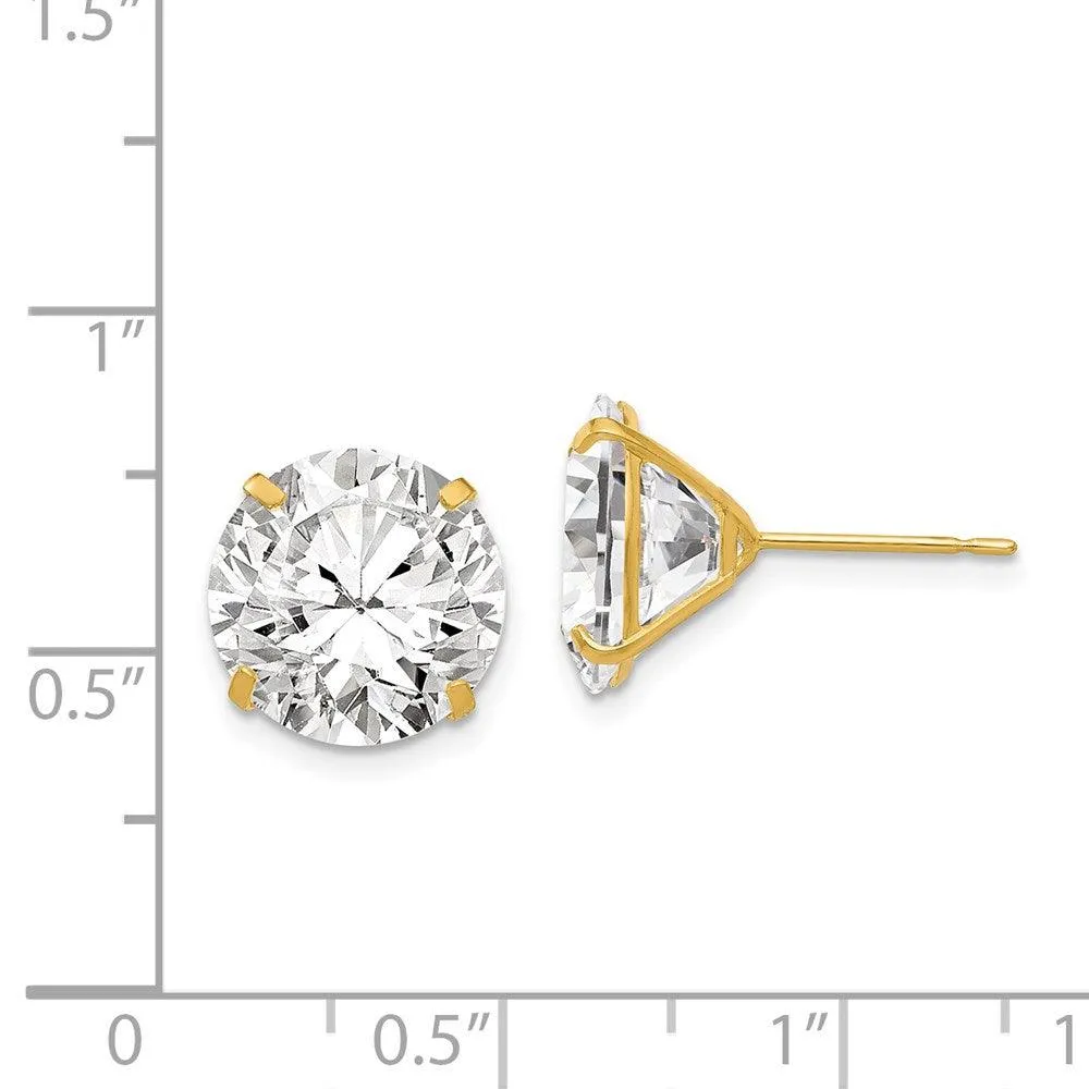 14k 11mm Round CZ Post Earrings