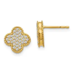 14k Diamond Quatrefoil Post Earrings