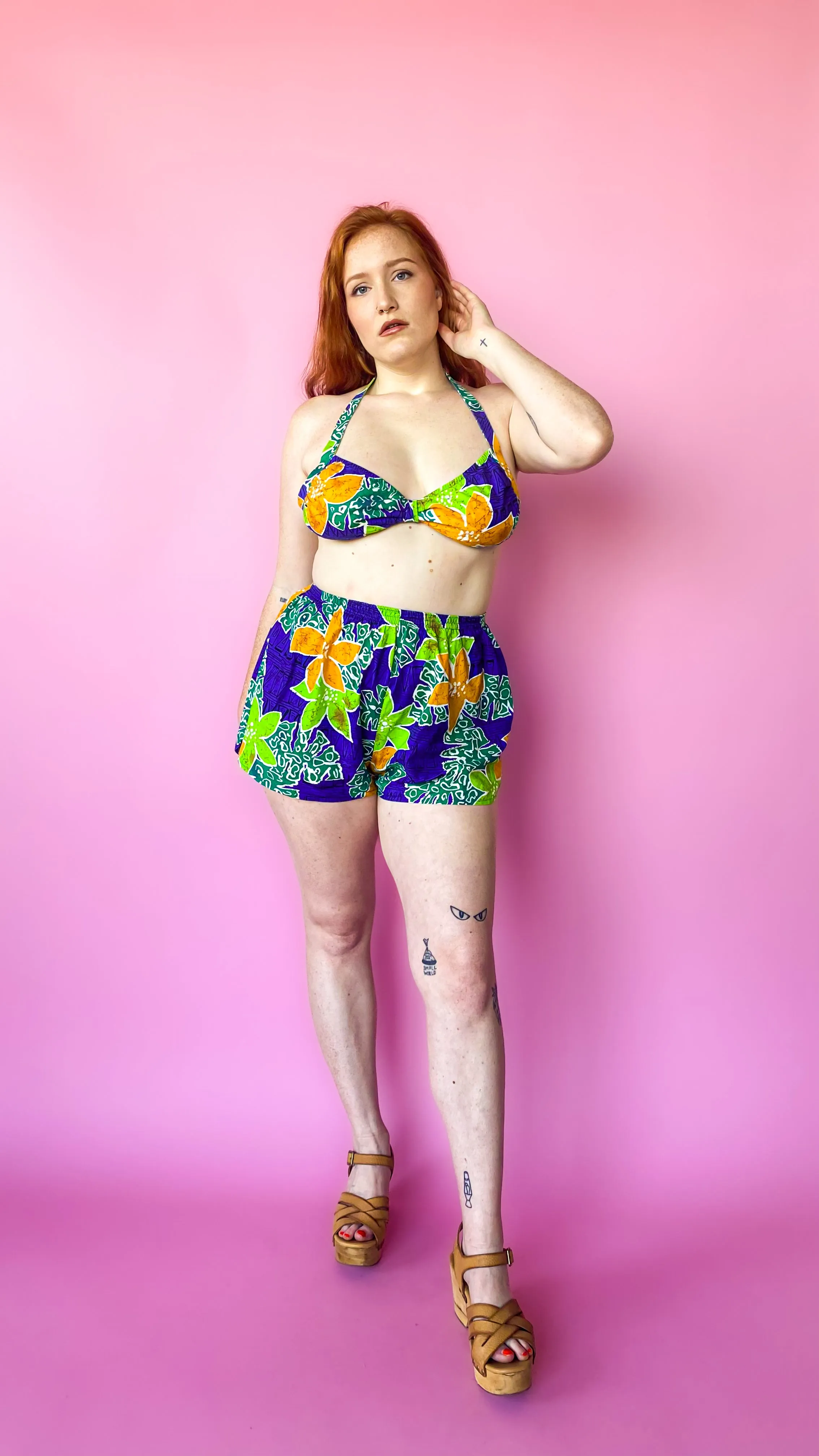 1970s Colorful Tropical Set, sz. M/L