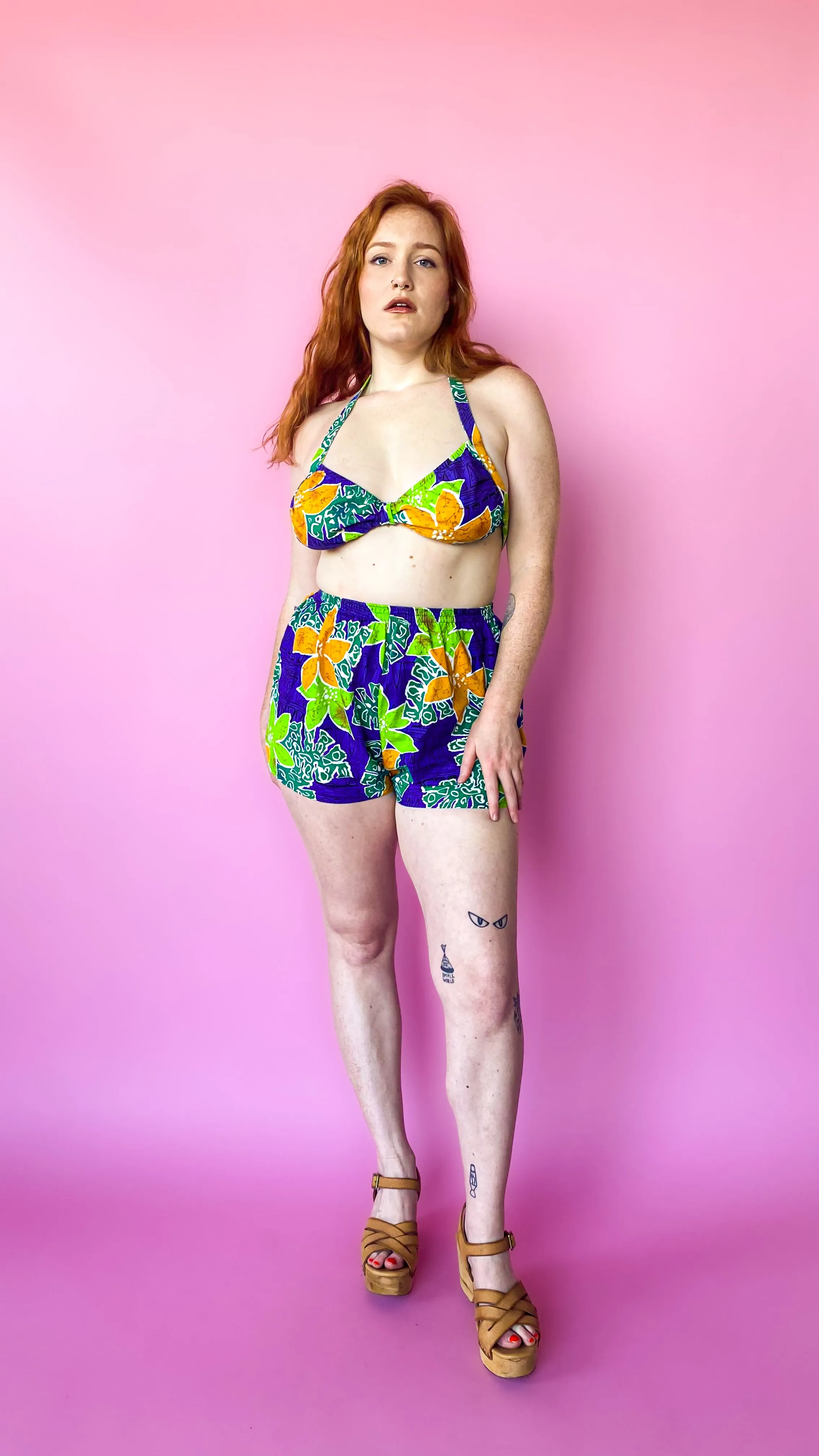 1970s Colorful Tropical Set, sz. M/L