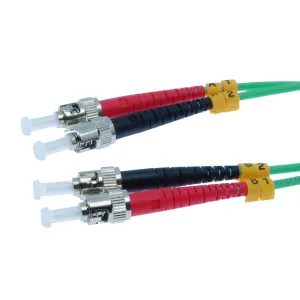 1m ST-ST 10Gb 50/125 OM3 M/M Duplex Fiber Cable Aqua Jacket