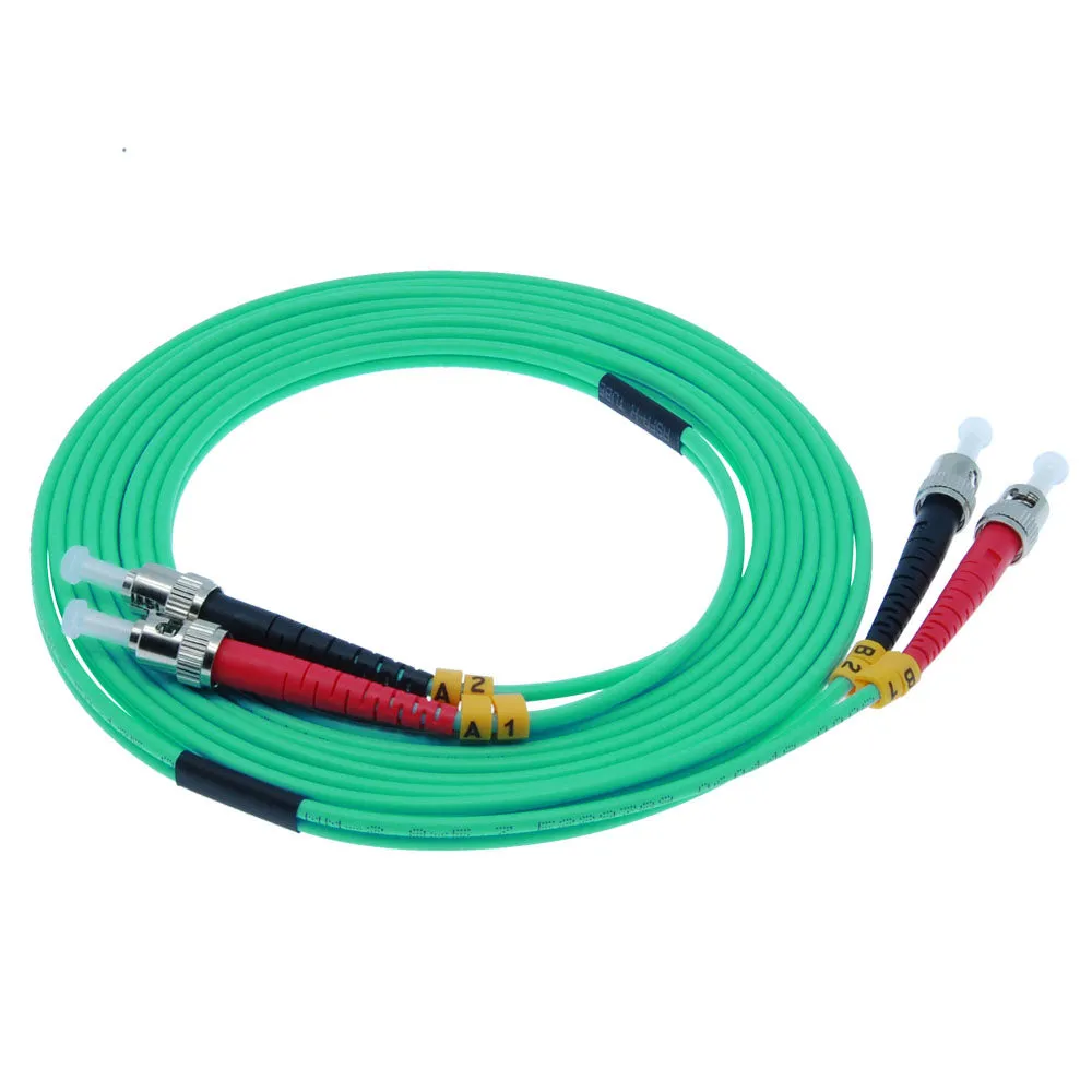 1m ST-ST 10Gb 50/125 OM3 M/M Duplex Fiber Cable Aqua Jacket