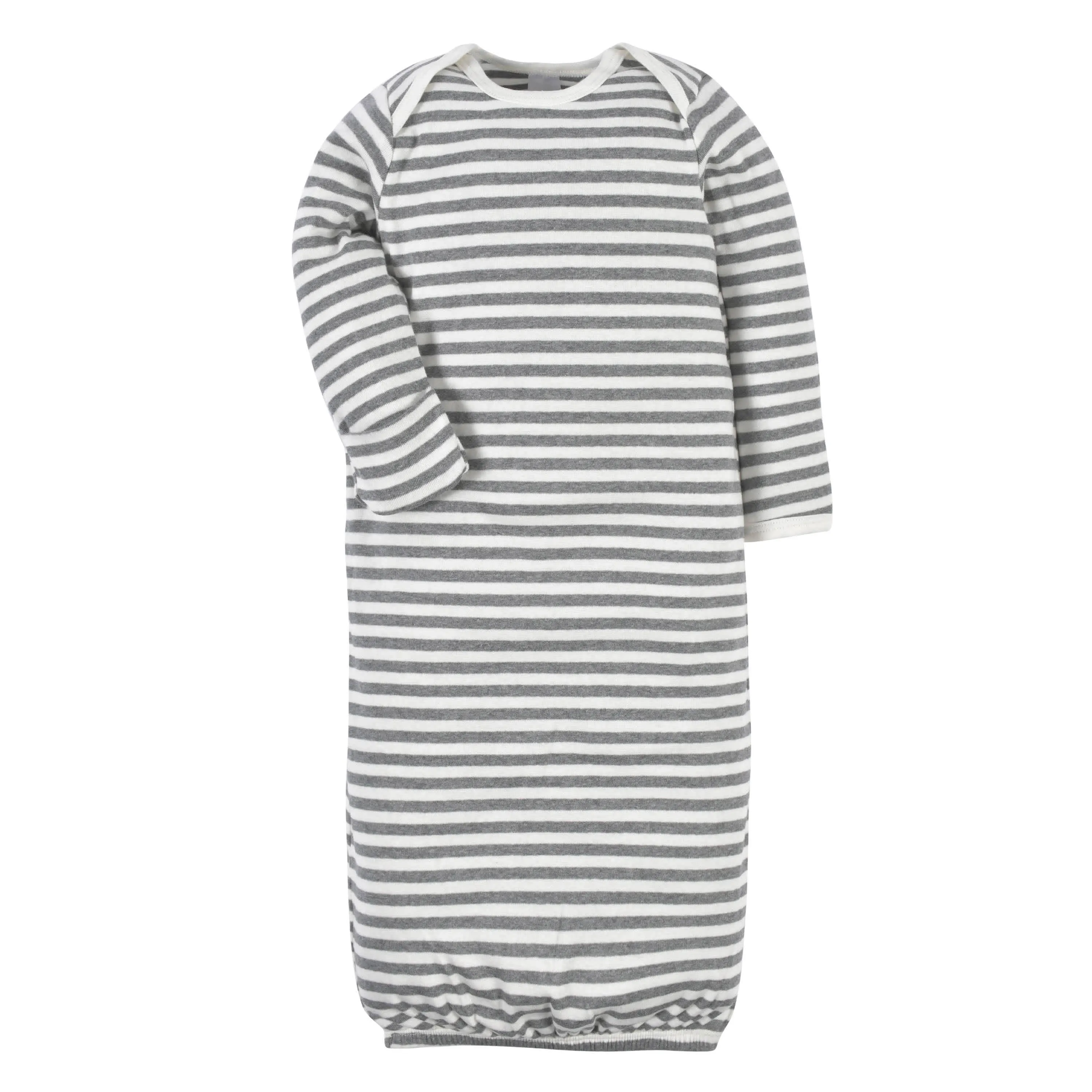 2-Piece Baby Neutral Comfy Stretch Stripe Gown & Cap Set