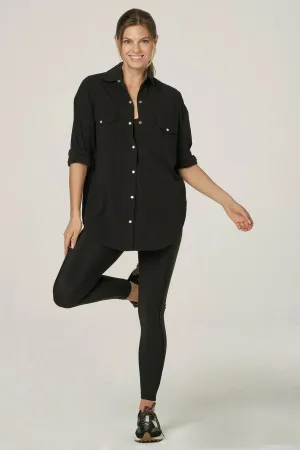 925 Fit Women's Wild West Long Sleeve Button Down Shirt - Black