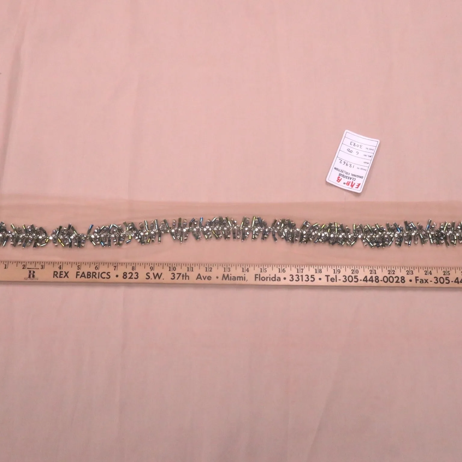 AB Green Abstract Crystal Beaded Rhinestone and Bugle Beads Trim