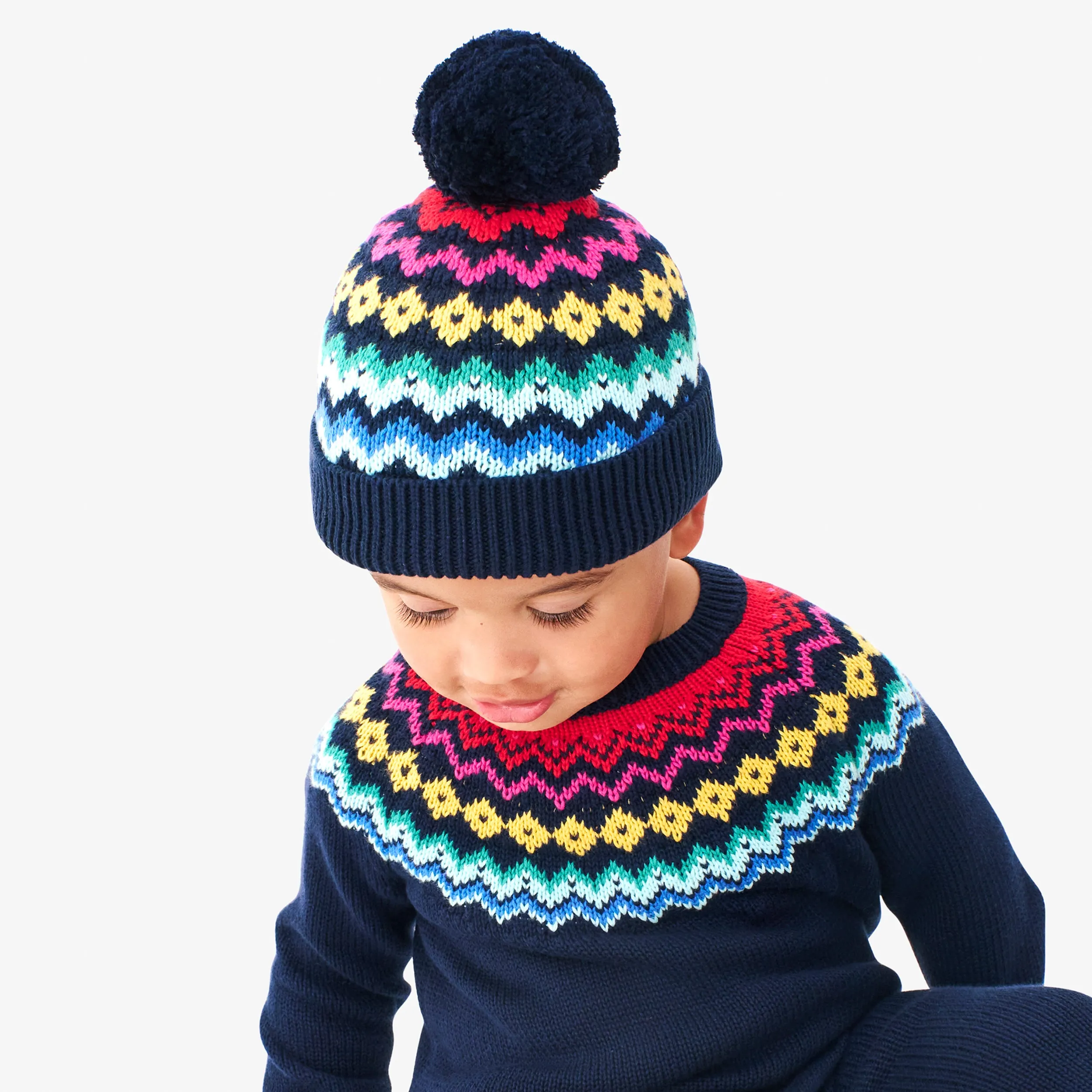 Baby rainbow fair isle beanie