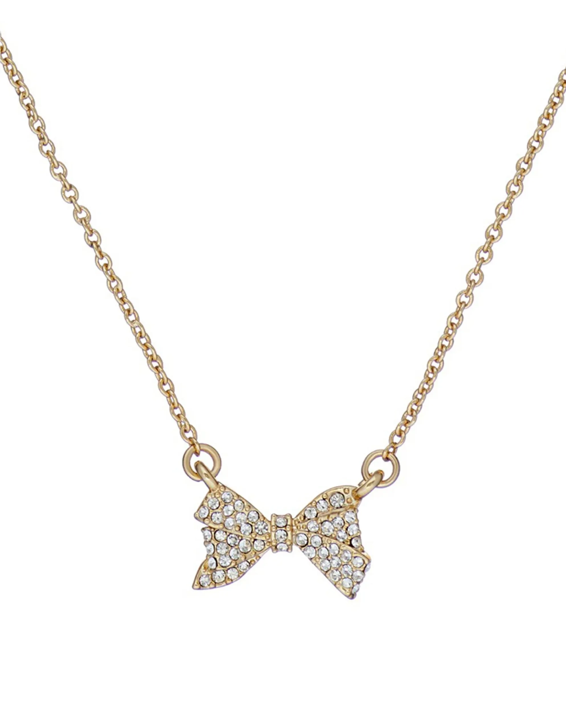 Barsie Crystal Bow Pendant Necklace Gold