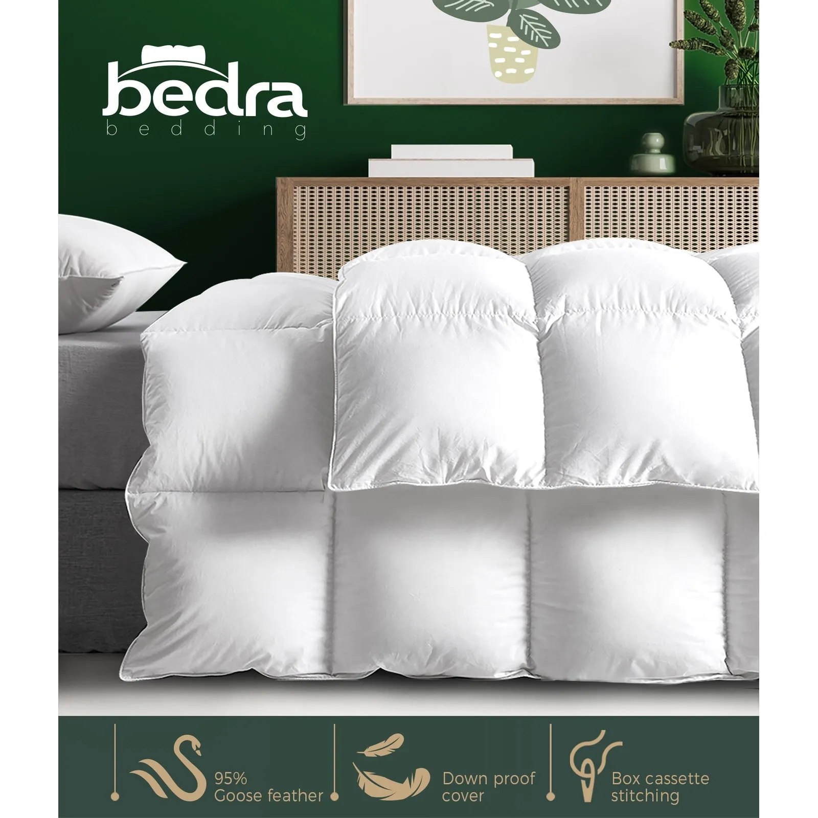 Bedra Goose Down Feather Quilt 800GSM Duvet Doona All Season Queen