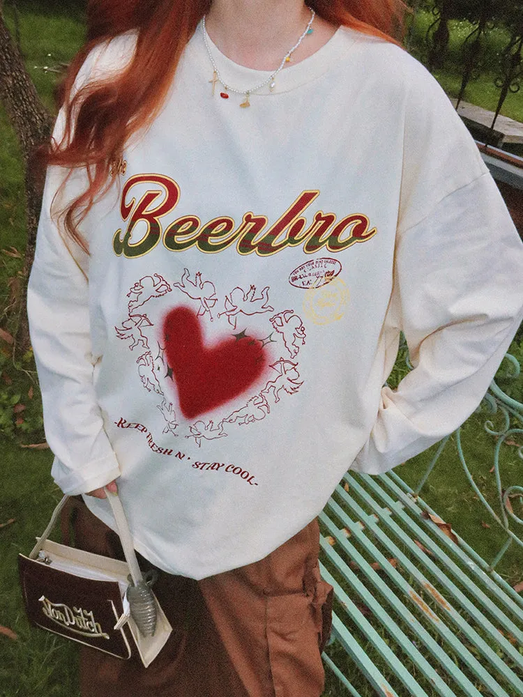 BeerBro American vintage Cupid Love Long Sleeve Sweatshirt