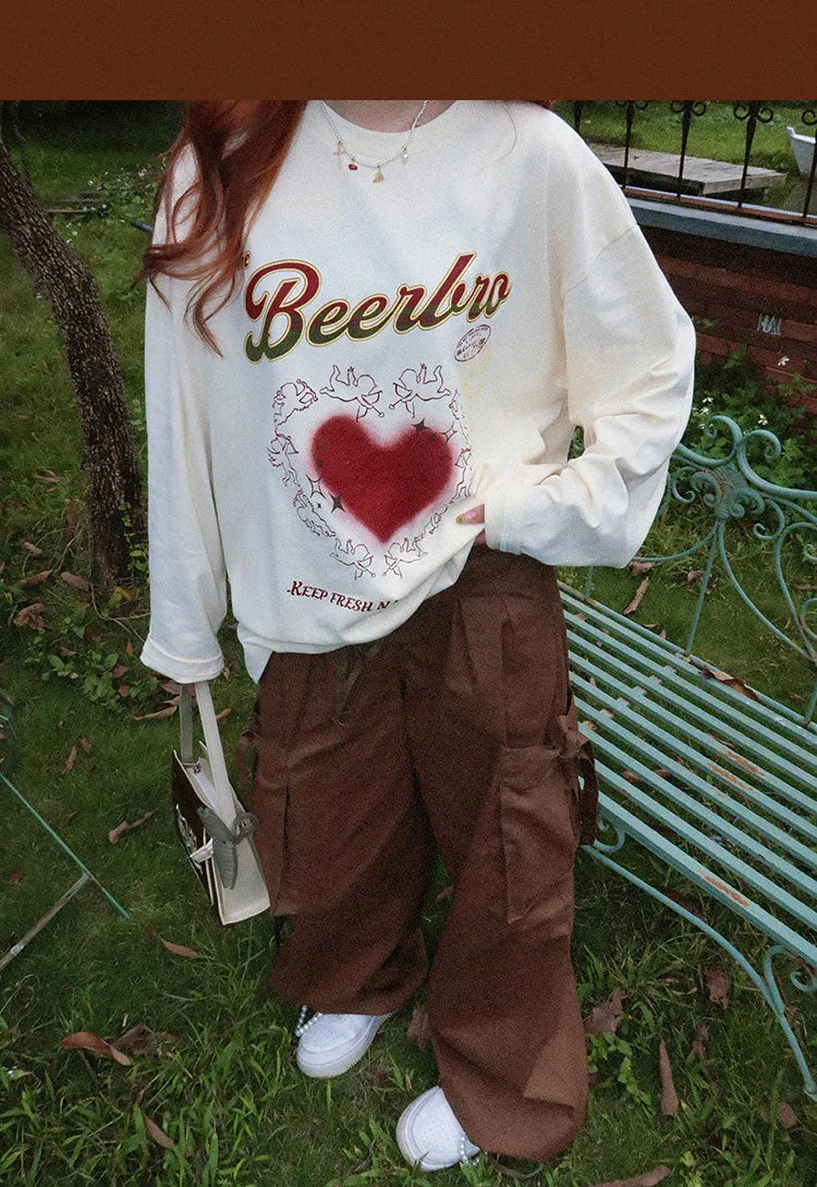 BeerBro American vintage Cupid Love Long Sleeve Sweatshirt