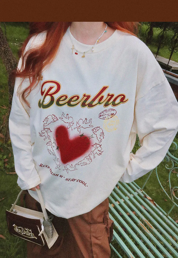 BeerBro American vintage Cupid Love Long Sleeve Sweatshirt