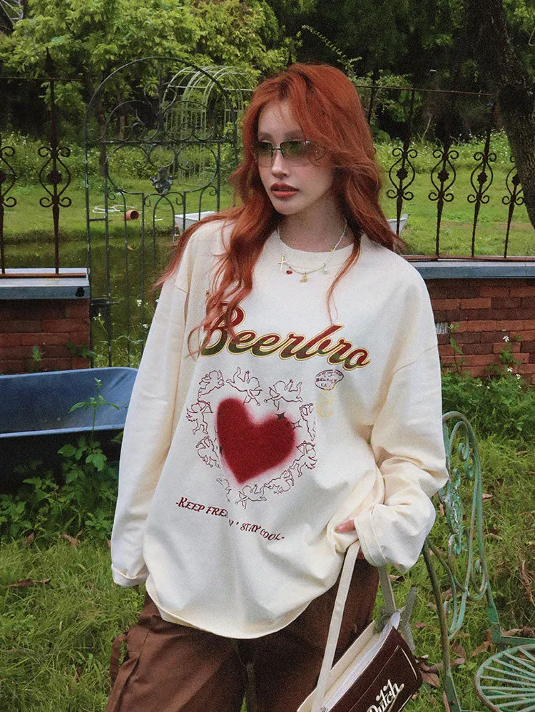 BeerBro American vintage Cupid Love Long Sleeve Sweatshirt