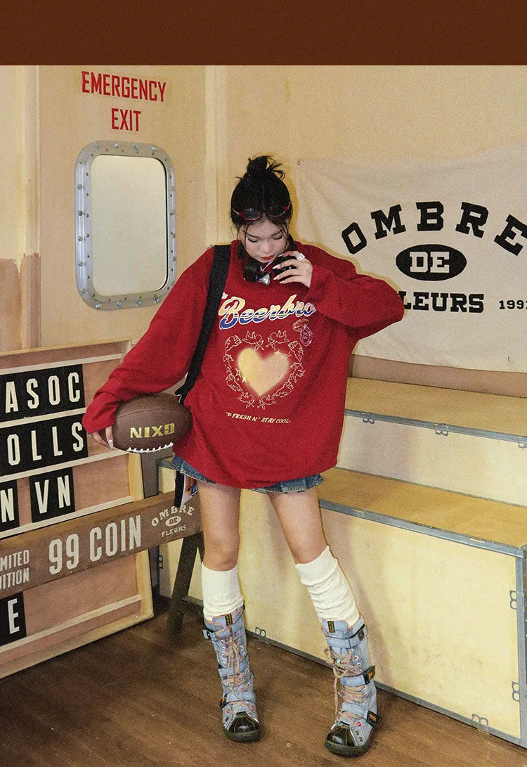 BeerBro American vintage Cupid Love Long Sleeve Sweatshirt