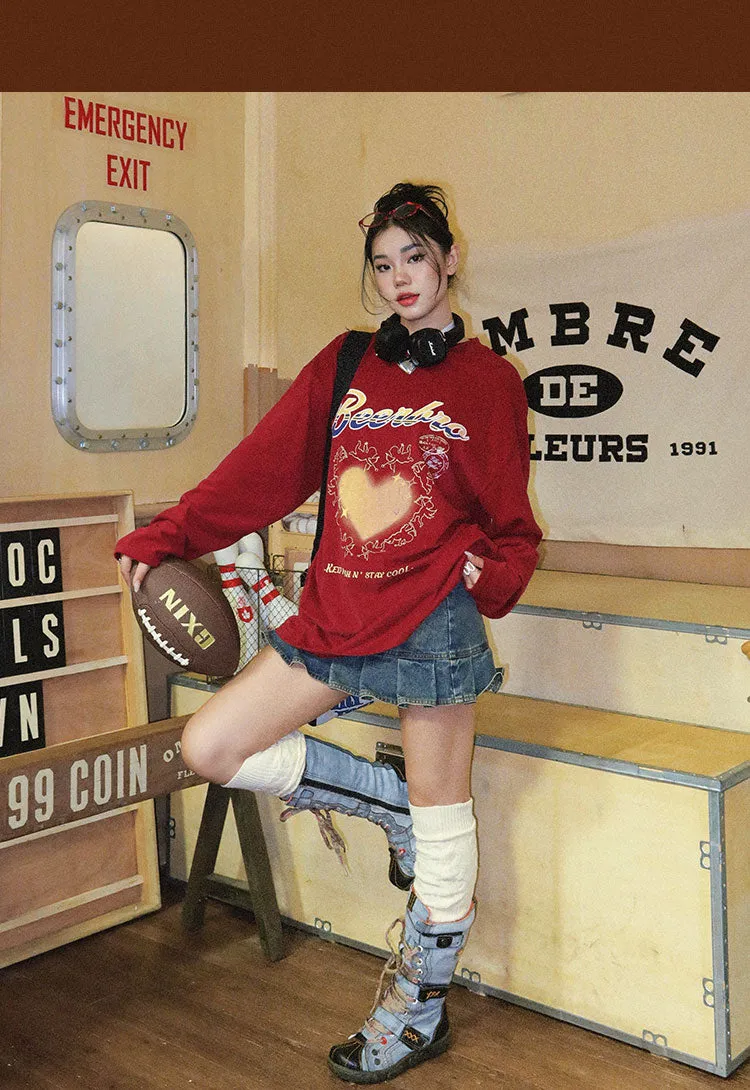 BeerBro American vintage Cupid Love Long Sleeve Sweatshirt