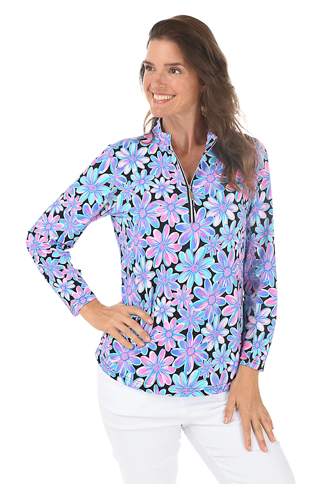 Bright Bouquet Cooling UPF50  Mock Neck Top