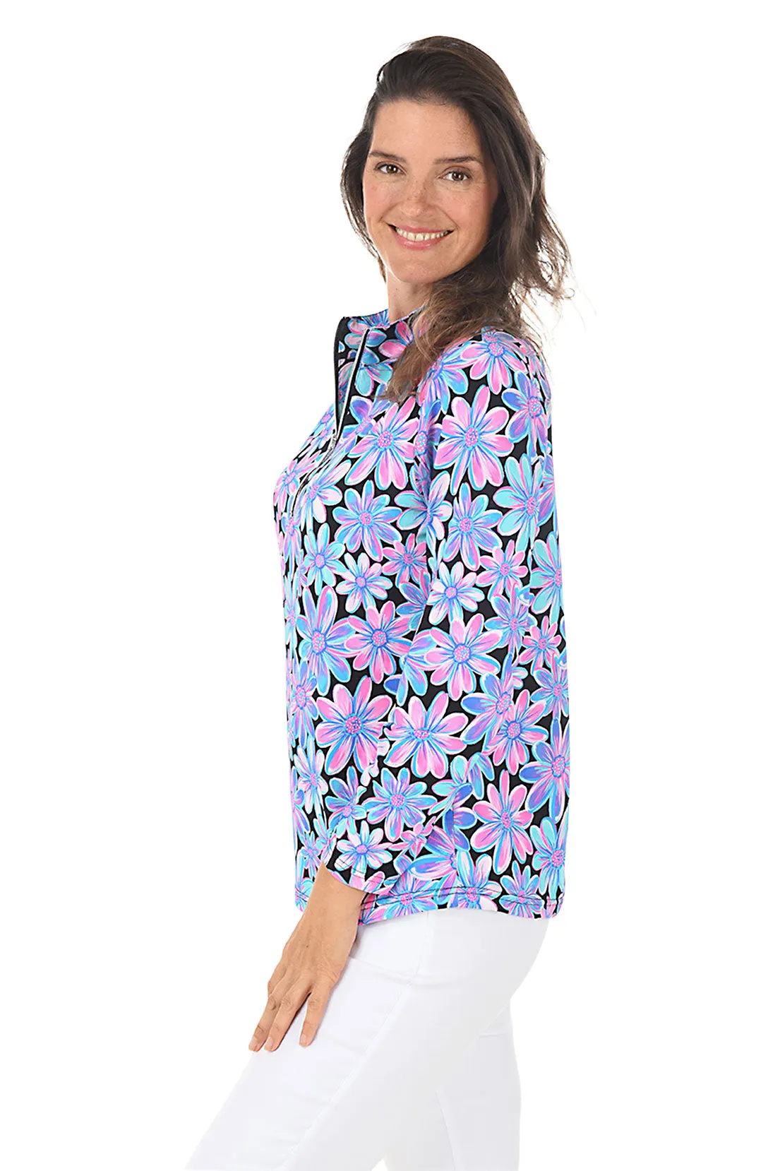 Bright Bouquet Cooling UPF50  Mock Neck Top