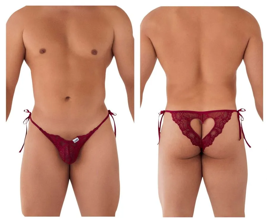 CandyMan 99579 Lace Heart Bikini Color Burgundy