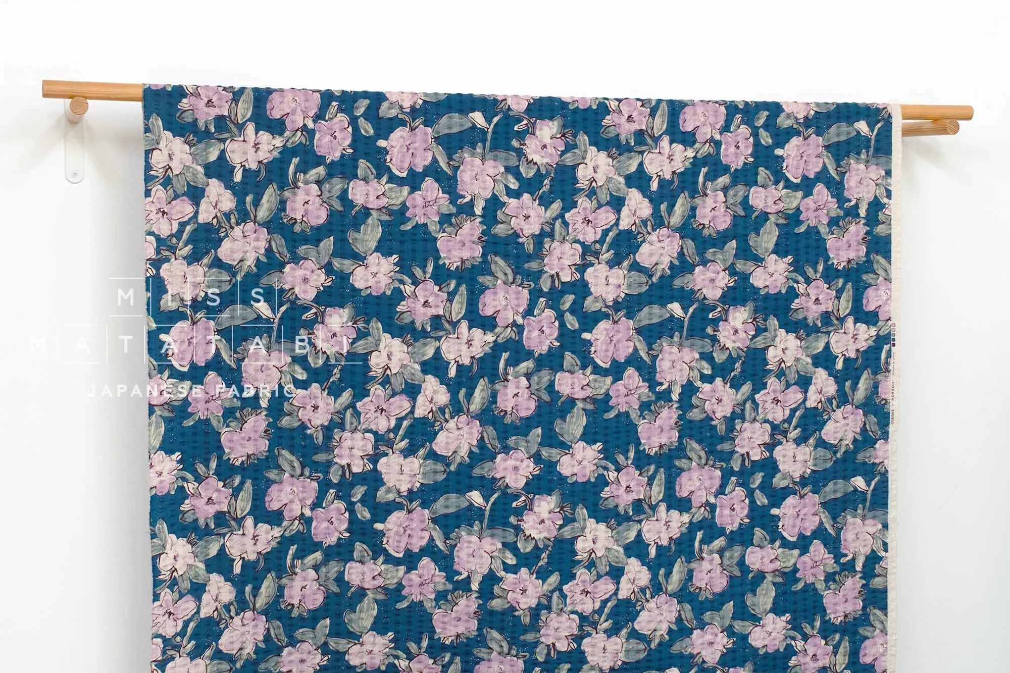 Cotton Linen Ripple Drawn Floral - E