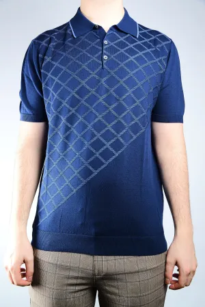 Diamond Jacquard Polo With Tipping