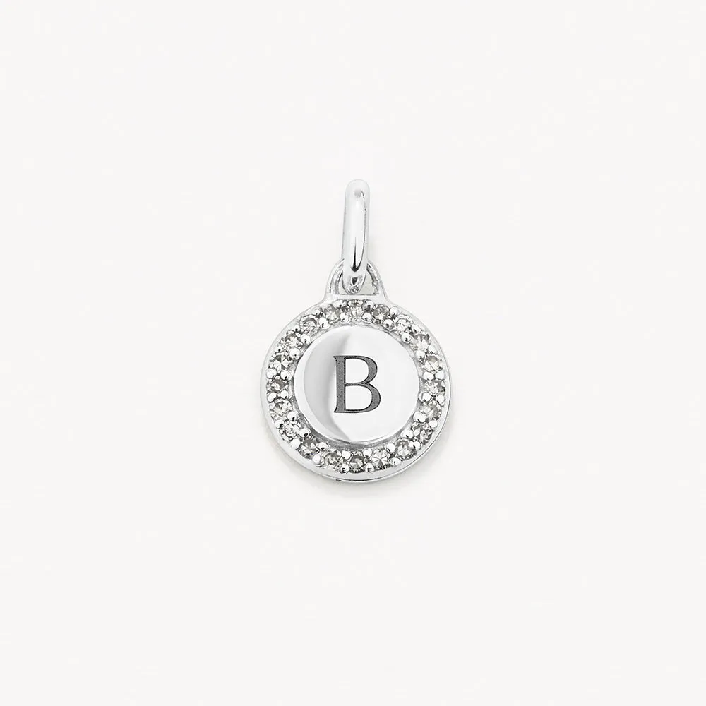 Diamond Mini Engravable Disc Necklace in Silver