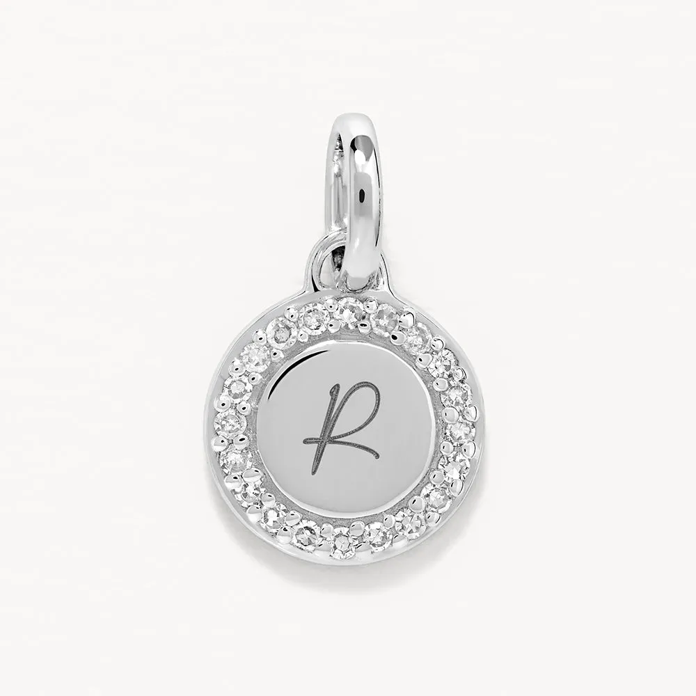 Diamond Mini Engravable Disc Necklace in Silver