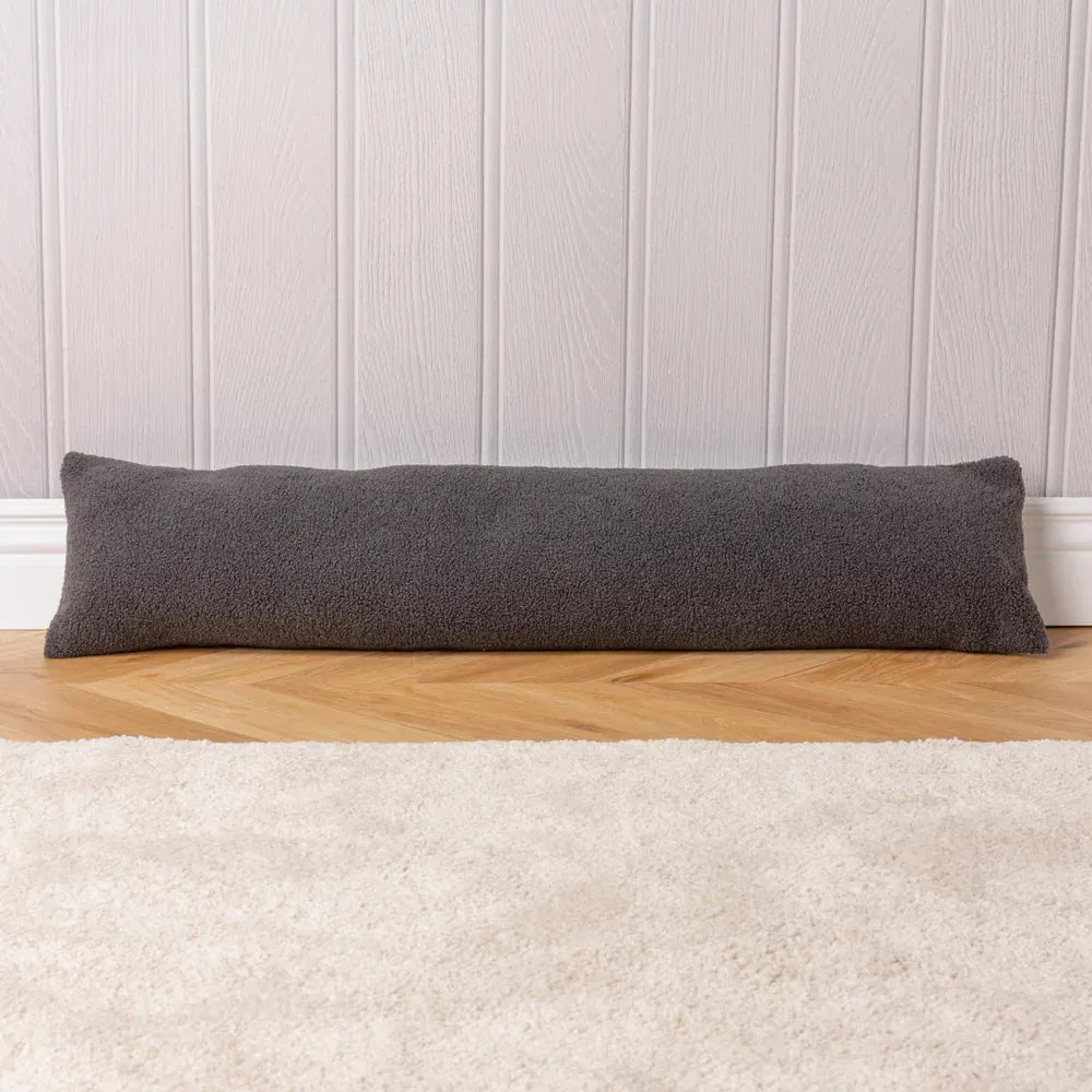 Draught Excluder Cushion - Teddy Fleece Charcoal Grey