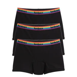 First Line Period 4.5" Trunks 3-Pack - Black Rainbow Logo