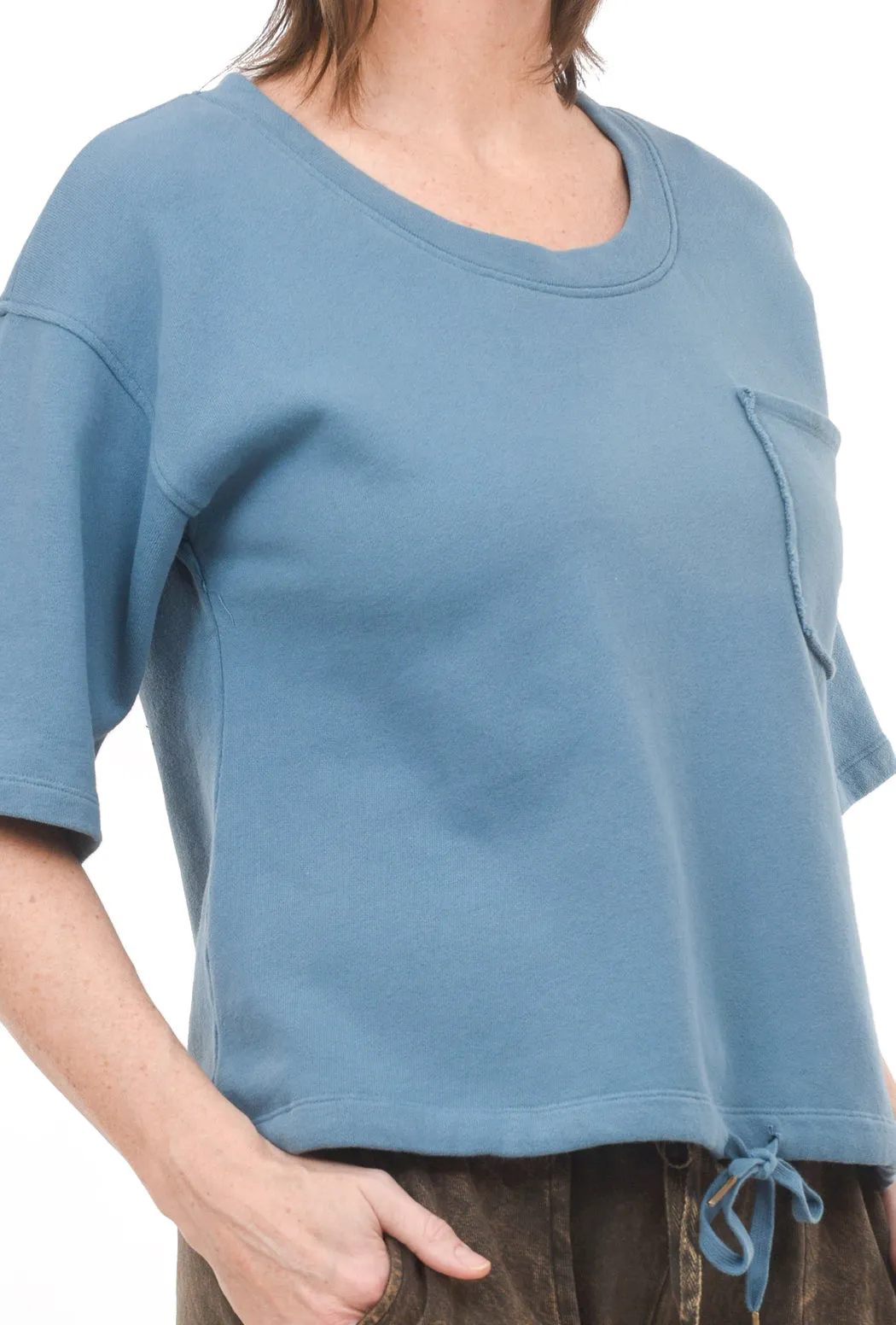 Fleece Drawstring Top, Blue Quartz