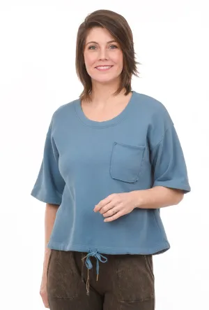 Fleece Drawstring Top, Blue Quartz