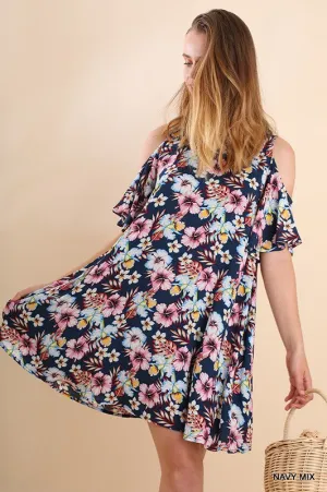 Floral Cold Shoulder Mini Dress