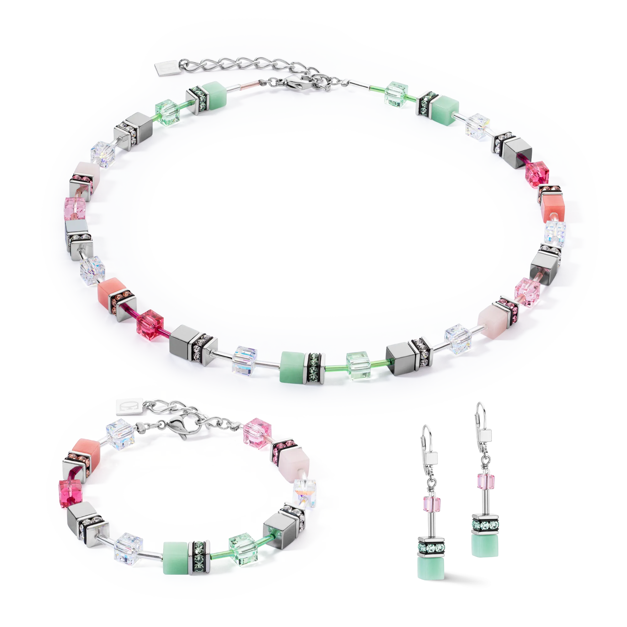 GeoCUBE® Iconic necklace green-pink