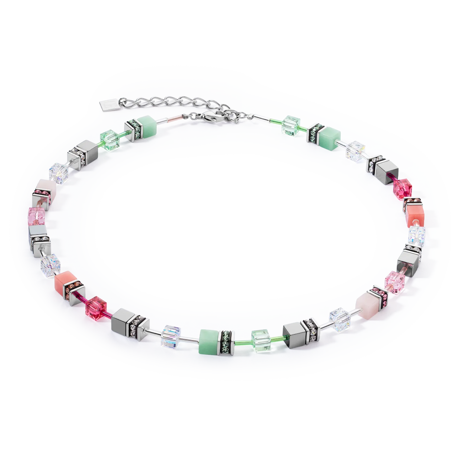 GeoCUBE® Iconic necklace green-pink