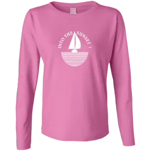 Into The Sunset - White on Ladies Long Sleeve Cotton TShirt