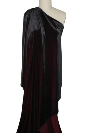 Iridescent Stretch Velvet - Darkest Wine/Black