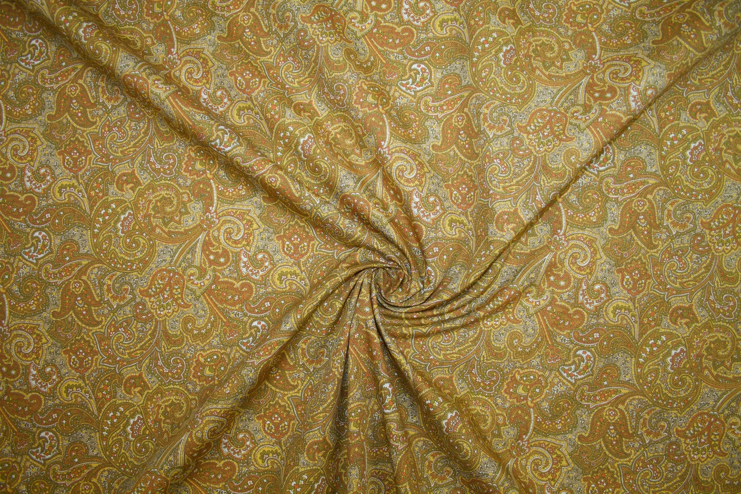 Japanese Paisley Cotton Shirt-weight - Gold Tones