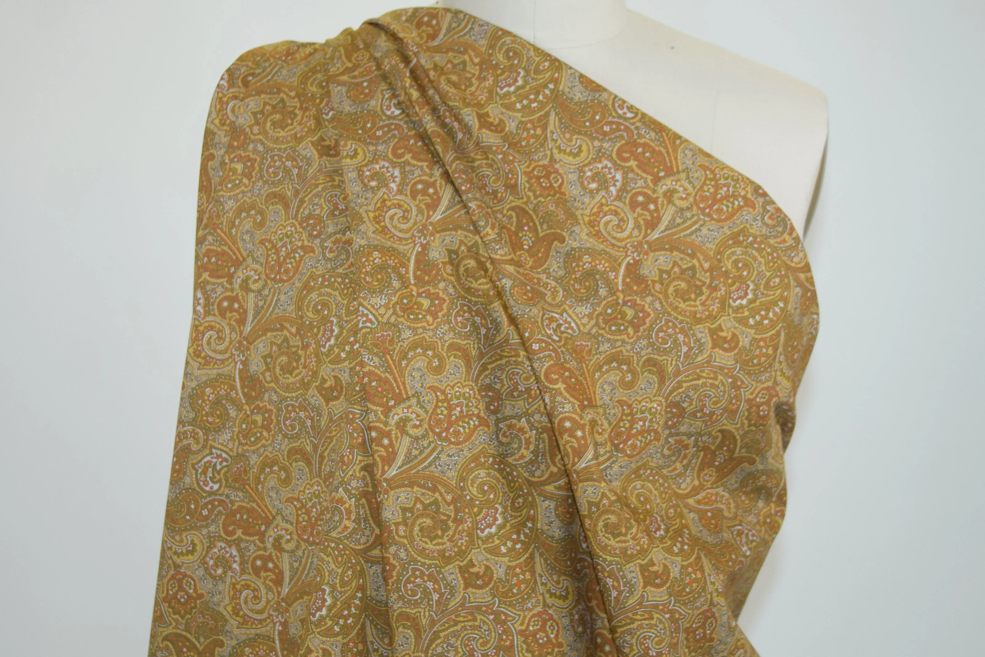 Japanese Paisley Cotton Shirt-weight - Gold Tones