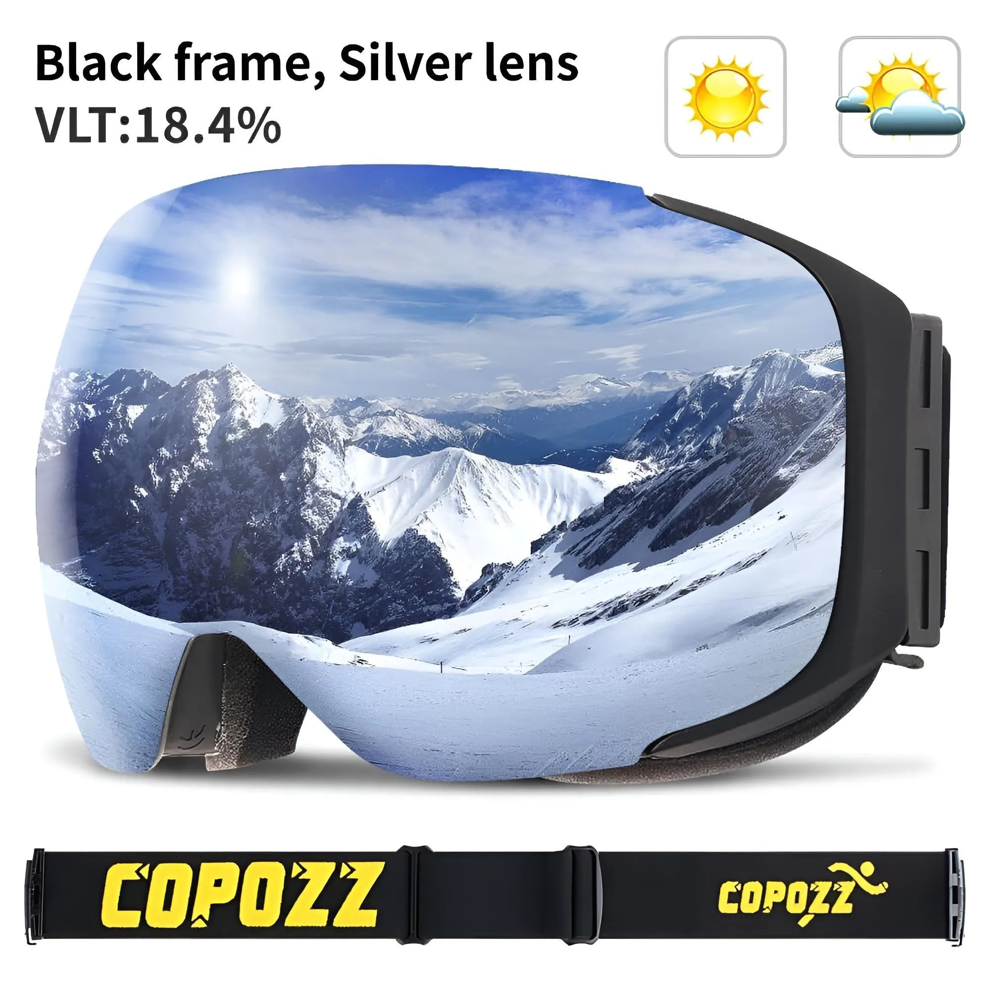 Magnetic Ski Goggles with Quick-Change Lens and Case Set