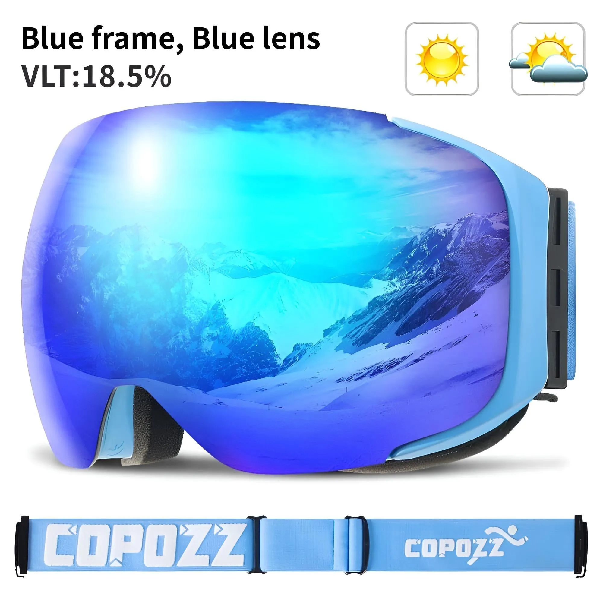 Magnetic Ski Goggles with Quick-Change Lens and Case Set