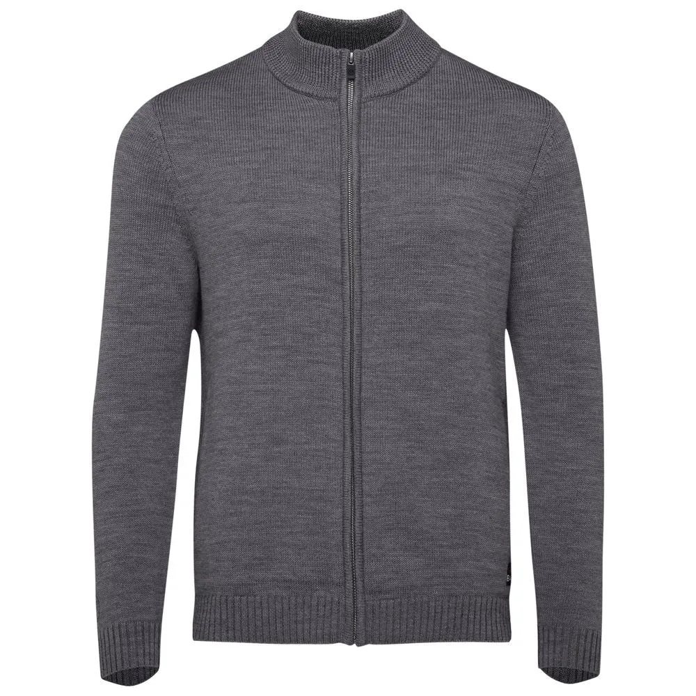 Mens Merino Zip Sweater (Charcoal Melange)