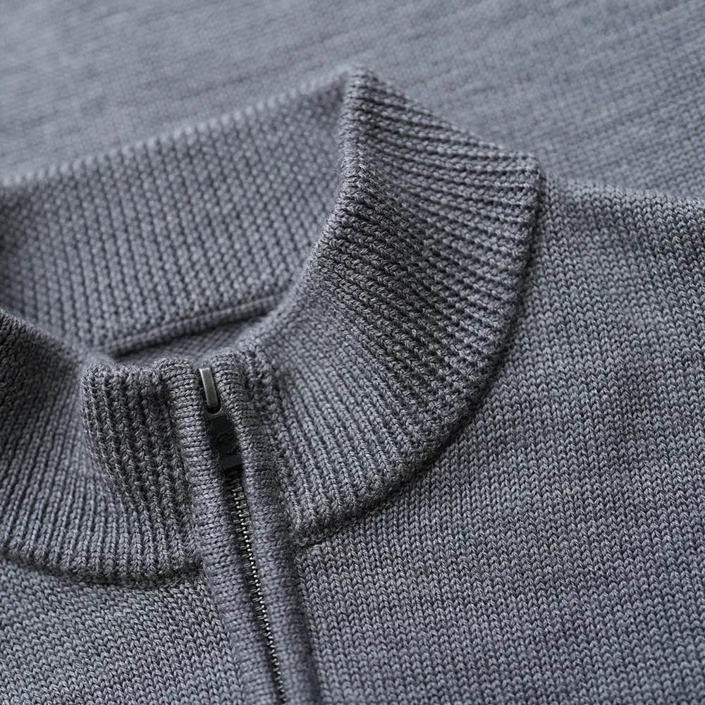 Mens Merino Zip Sweater (Charcoal Melange)