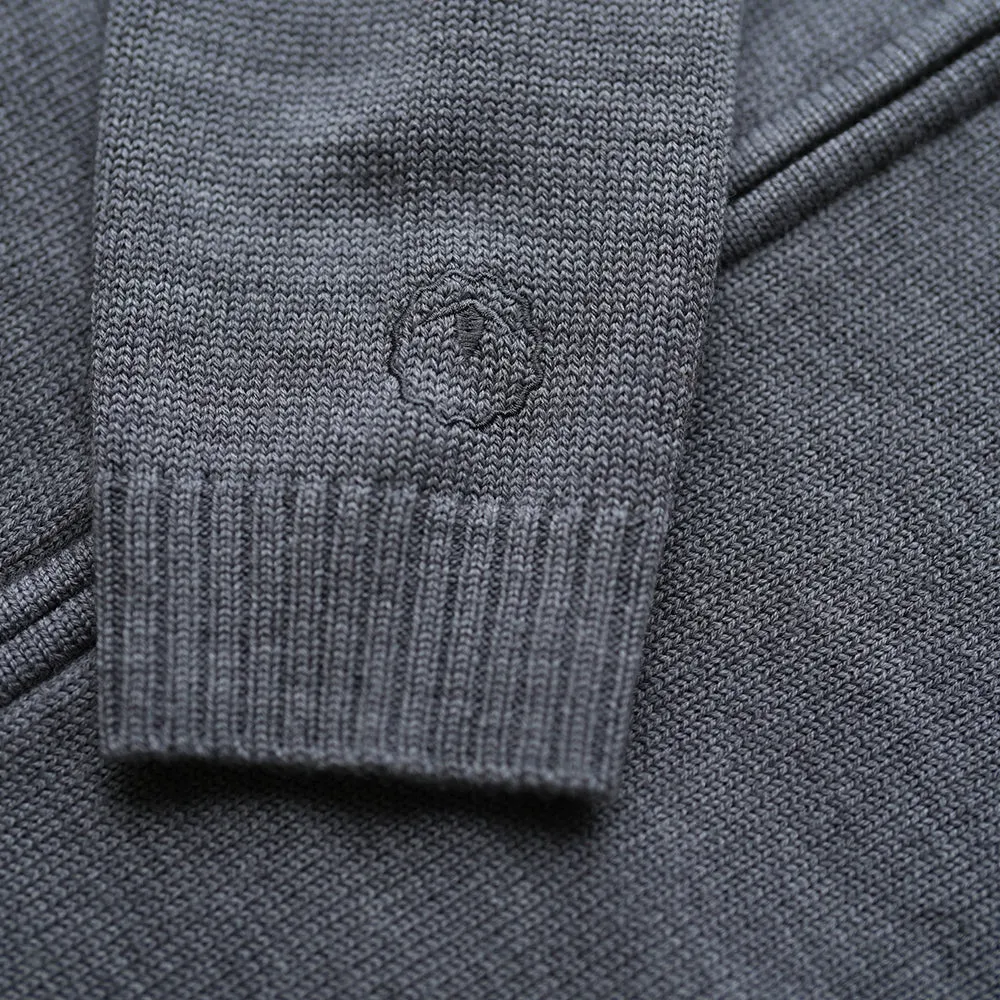 Mens Merino Zip Sweater (Charcoal Melange)