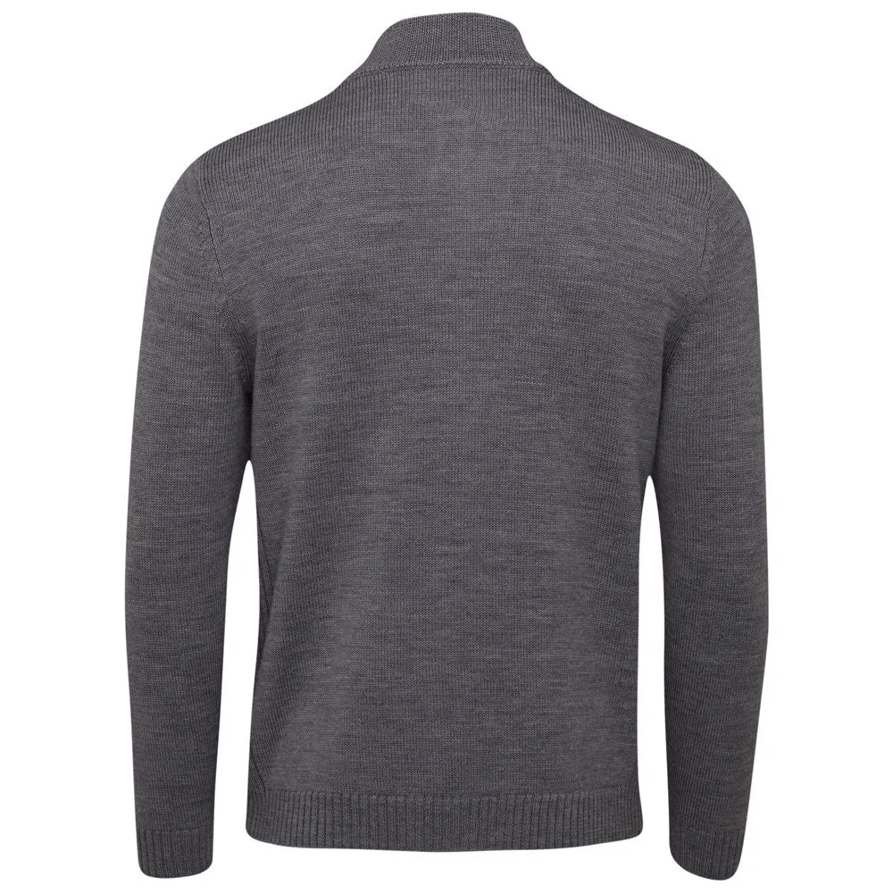 Mens Merino Zip Sweater (Charcoal Melange)