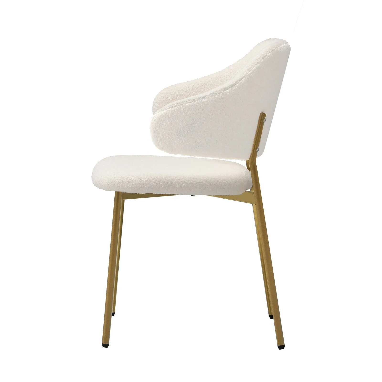 Oikiture 2x Dining Chair Accent Chairs Armchair Tub Armchairs Sherpa Gold&White