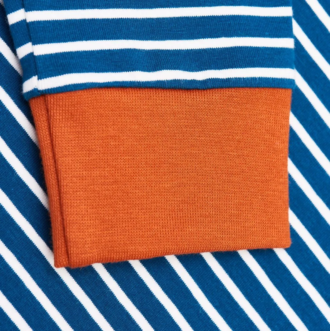 Organic cotton boys longsleeve top "Stripes Water by Night" made from 95% organic cotton and 5% elastane