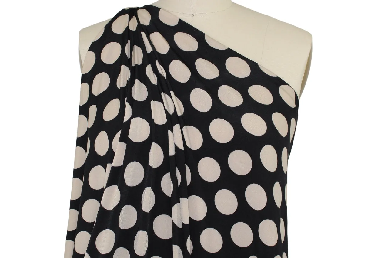 Polka Dot ITY Jersey - Beige on Black