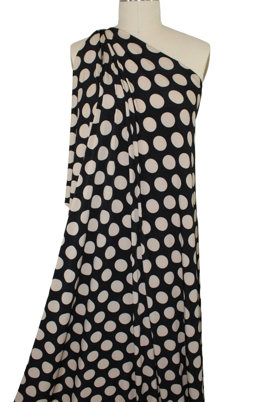 Polka Dot ITY Jersey - Beige on Black